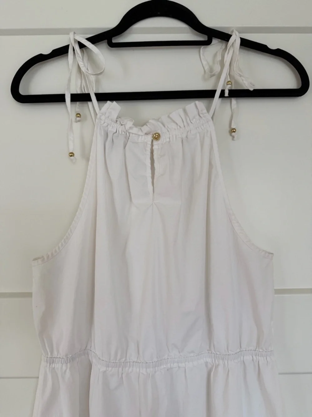 H Halston White Tie-Shoulder Maxi Dress with Eyelet Hem - Picture 4 of 9